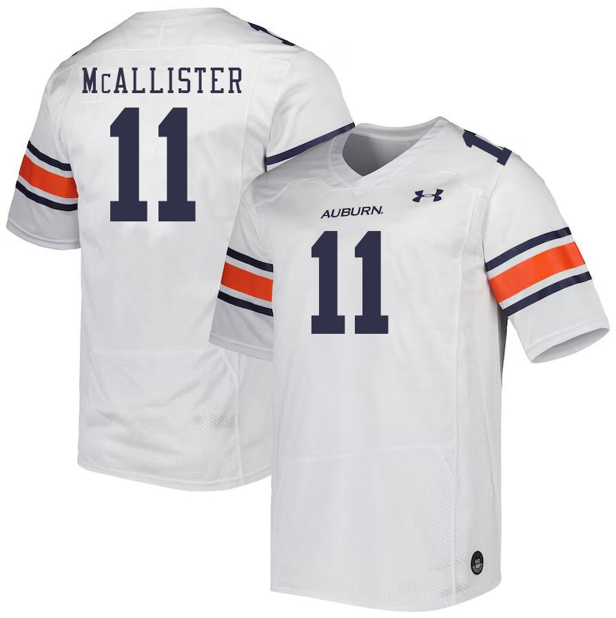 Men #11 Elijah McAllister Auburn Tigers College Football Jerseys Stitched-White - Click Image to Close